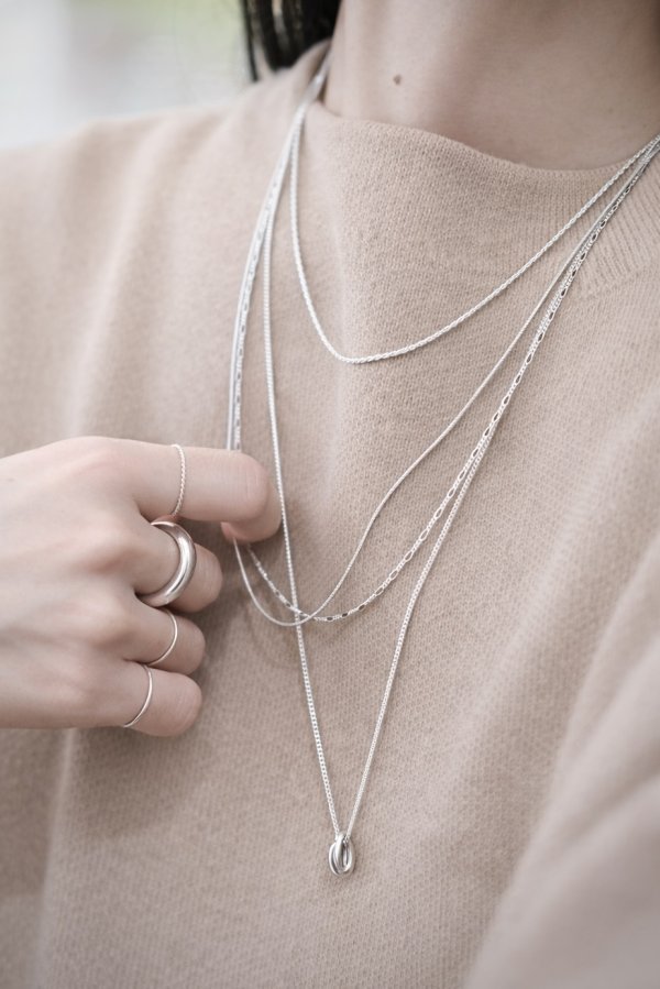 画像1: SILVER925 1.5mm幅キヘイチェーン アズキトップネックレス (1)