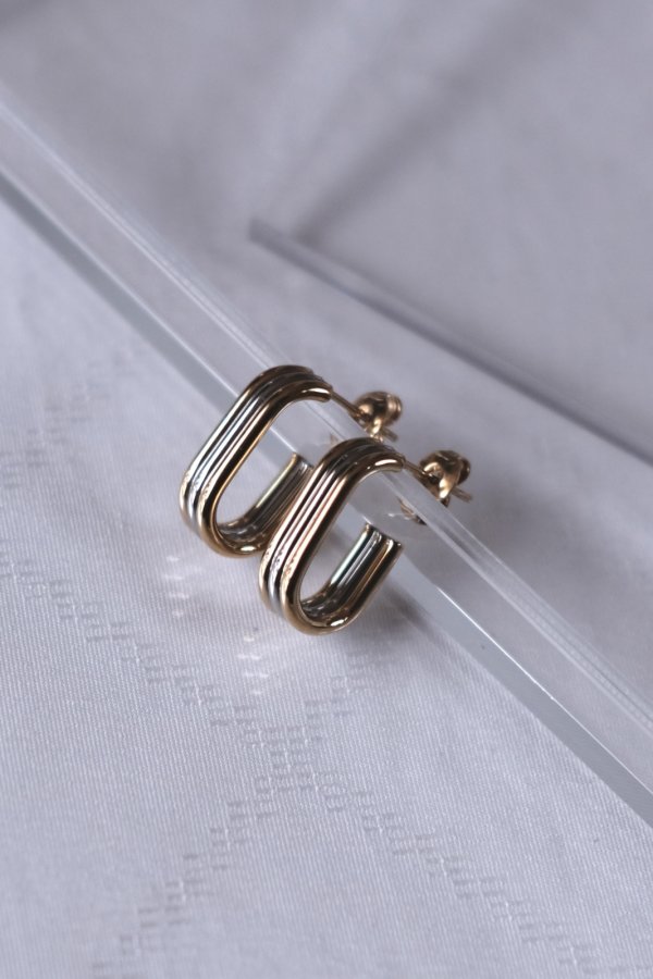 画像2: ステンレス トリプルラインフックラウンドピアス (2)