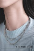 画像1: ステンレス 0.9mmWスネーク＆3mmキューブステーションネックレス (1)