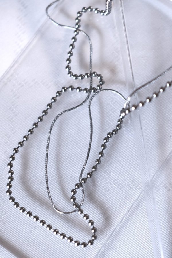 画像3: ステンレス 0.8mm スネーク× 2mm ボールレイヤーネックレス (3)