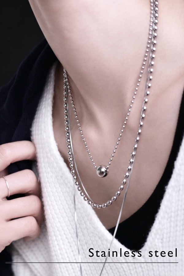 画像3: ステンレス 3.0mm幅 オーバルボールチェーンネックレス (3)