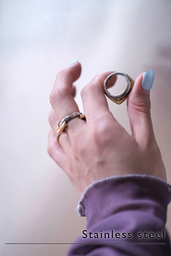 画像1: ステンレス サークル＆スクエアレイヤーリング (1)