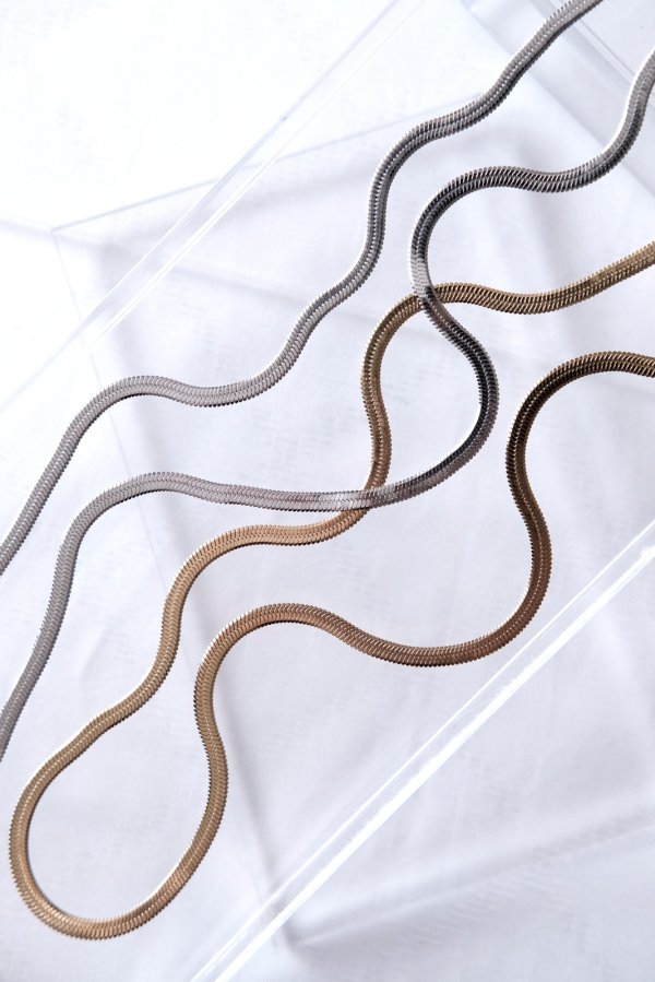 画像7: ステンレス 3mm幅 ヘリンボーンチェーンネックレス 50cm (7)