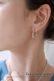 画像1: ステンレス オーバルドットラインフープピアス 23mm径 (1)