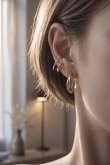 画像5: ステンレス ダブルラインクロスフープピアス 22mm径 (5)