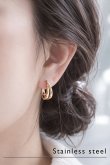 画像1: ステンレス レイヤーダブルラインU型フープピアス (1)
