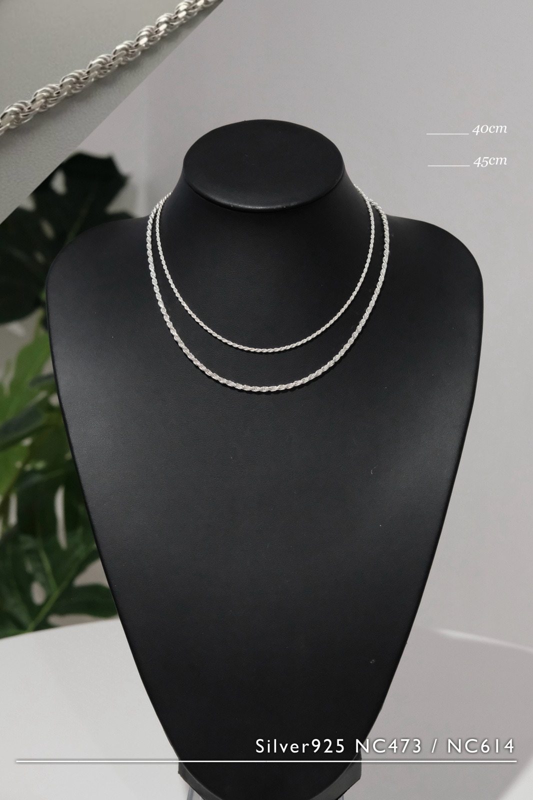 SILVER925 2.7mm幅 カットロープチェーンネックレス 45cm